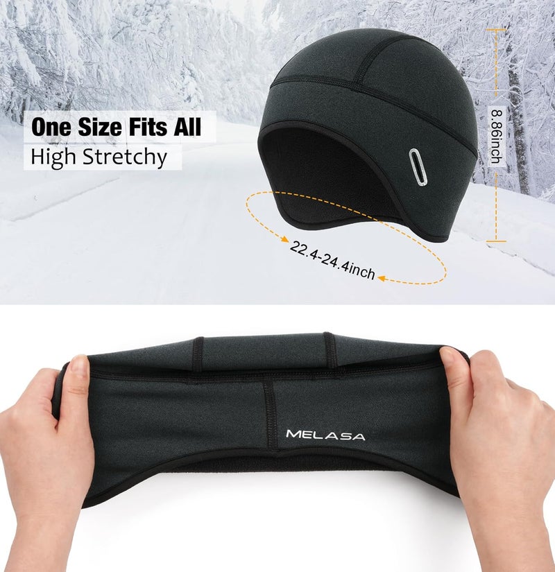 MELASA Winter Helmet Liner Skull Cap, Fleece Lined Warm Cycling Cap with Glasses Holes, Thermal Hat Beanie for Men Women - Image 5